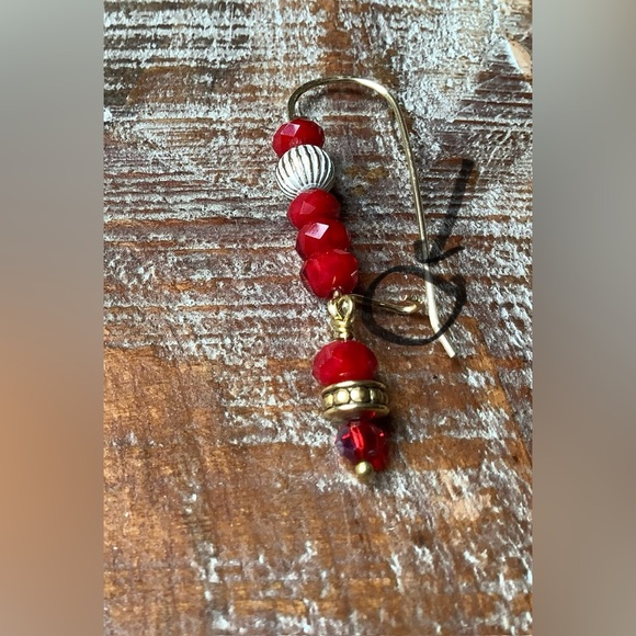 Handcrafted Red and Gold Beaded Ear Wires by Sandy Robinson Jewelry - Picture 5 of 7